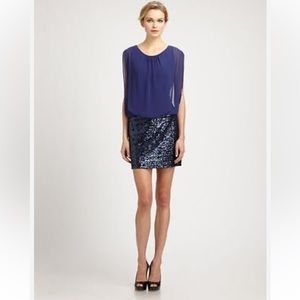 Pristine Aidan Mattox Gorgeous Navy Blue Gauzy Dress with Sequin Bottom 4